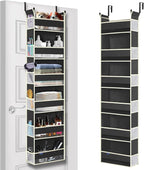 Over The Door Hanging Organizer 6-Shelves and 12 Side Pockets, Over The Door Storage Organizer, Back of Door Organizers for Baby Accessories and Children's Toys (13"x5"x54", Black) by ROOMTALK