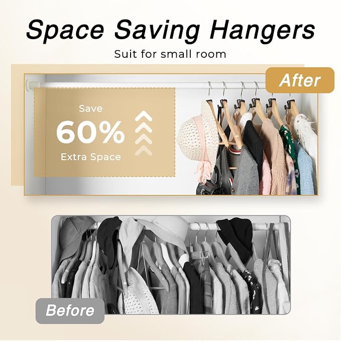 HOUSE DAY Space Saving Hangers 100 Pack, Clothes Hanger Connector Hooks | Heavy Duty Closet Space Saver, Small Space Solutions, Cascading Dorm Room Closet Organizer and Storage - Black - Image 2