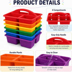gisgfim 6 Pack Plastic Classroom Caddy with 4-Compartments Plastic Storage Caddies with Handle 4 Compartments Table Caddy Organizer Versatile Table Caddies for Classroom Office, Rainbow Color - Image 3