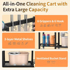 Broom Holder with Cleaning Supplies Organizer, 30.7"Wx11.8"Dx34.6"H - Image 4