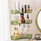 shuang qing 3-Tier Corner Bathroom Counter Organizer – Classic Storage Shelf for Makeup, Perfume & Toiletries, Space-Saving Countertop Tray Fits Bathroom, Dresser, Kitchen (Sage Green) by SHUANGQING