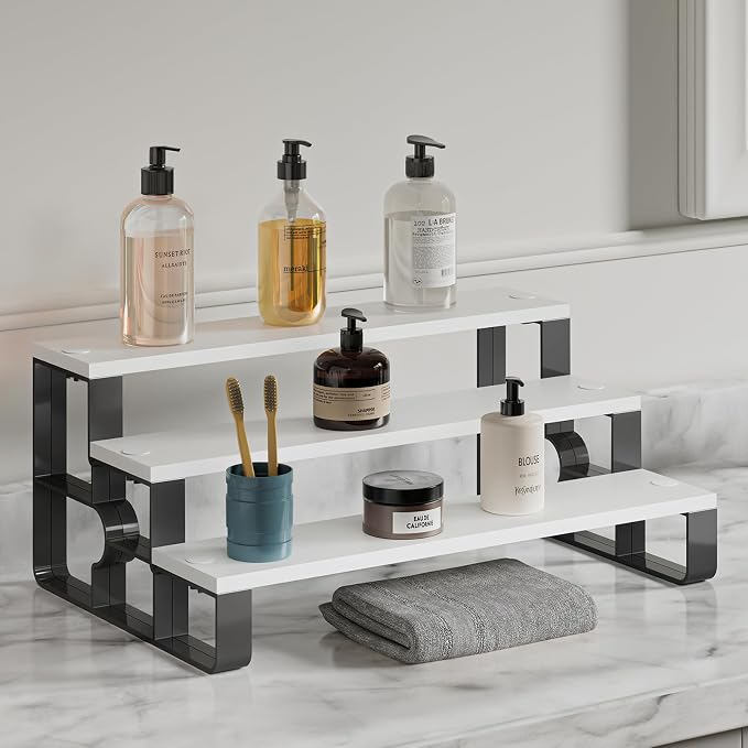 3 Tier Wood Perfume Organizer, Cologne Makeup Display Stand - Image 2