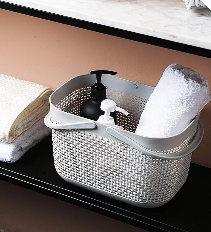 UUJOLY Plastic Portable Shower Caddy Basket, Storage Organizer, Grey, 3Pack - Image 4