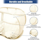 Collapsible Laundry Baskets, Upgrade Pop Up Laundry Hamper with Convenient Bags, Foldable Laundry Basket Mesh Light Weight, Easy to Carry Clothes Hampers for Laundry, Dorm, Toys, Travel Beige - Image 5