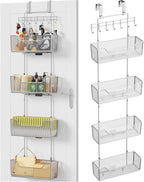 HapiRm Over The Door Organizer - Hanging Door Organizer with 4 Metal Large Capacity Baskets and Adjustable Coat Hook for Bathroom Bedroom Kitchen Pantry Closet Cabinet by HapiRm