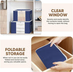 BALEINE 2 Pack Clothes Storage Bags, 24 Gallon Storage Containers with Reinforced Handle, Sturdy Zipper, Closet Organizer for Blanket, Comforter, Pillow, Bedding (Blue, 2 Pack) - Image 4