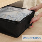 Fixwal Black Underbed Storage Bags with Clear Window and 2 Reinforced Handles Under Bed Storage Containers for Clothing, Bedding, Comforter (2 Pack) | Foldable Design, Clear Vinyl Window, Stainless Steel Zipper, Reinforced Handles, Dust-Resistant Under... - Image 5