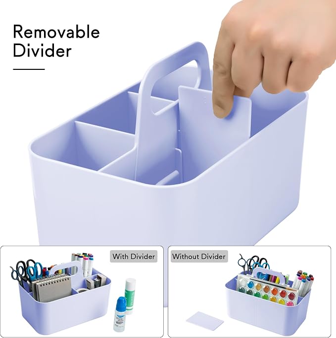 Tiawudi Multipurpose Caddy Organizer, Plastic Caddy with Handle, Stackable Desk Organizer for Stationery, Marker and Pencil, Office Supplies Organizer, Dorm Caddy - Image 4