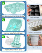 Large Ice Cube Tray for Freezer - 2 Pack Stackable Round Ice Cube Molds Set, Easy to Fill & Release with Storage Bin and Tongs for Kitchen, Party, Cocktail & Coffee, Gifts for Whiskey Lover (1.93In) - Image 6