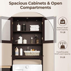 Yaheetech Over the Toilet Storage Cabinet with Glass Doors, Espresso - Image 6