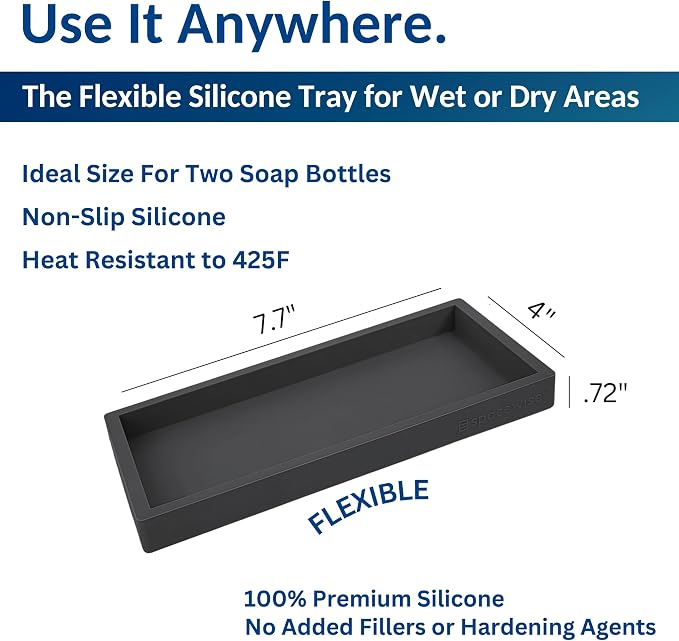 Spacewiser Countertop & Vanity Silicone Tray – 2 PC Small 7.7" Soap Tray - Image 3