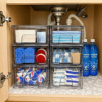 6 Pack Stackable Storage Drawers,Plastic Organizers Bins, Drawers Storage with Handles and Movable Dividers for Organization and Storage in Fridge,Bathroom, Pantry, Kitchen Cabinets, Under Sink - Image 8