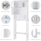 Spirich Bathroom Over the Toilet Storage Cabinet with Glass Doors, White - Image 5