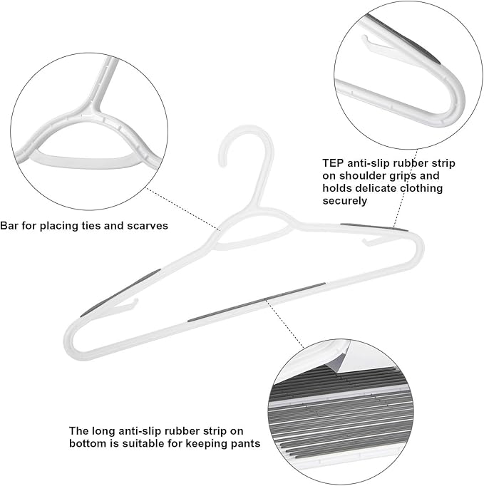 Plastic Clothes Hangers 30 Pack, Non Slip Coat Hanger Grey - Image 4