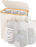 160L Laundry Hamper with Lid, 3 Section Laundry Basket with 3 Removable Bag by Bathola