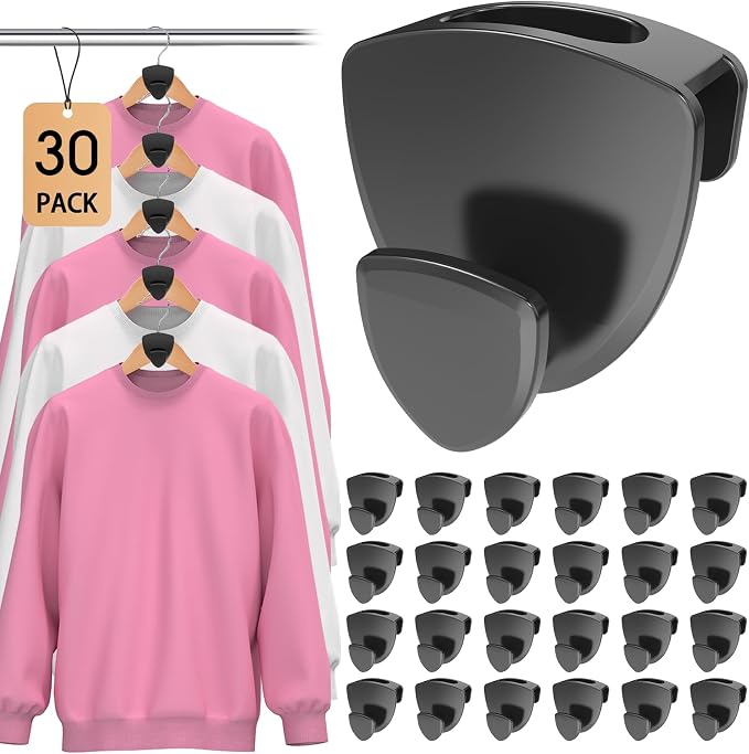 Space Saving Hanger Hooks 20Pcs, Upgrade Heavy Duty Hangers Connector Hooks | Space Saver, Premium Hanging Closet Organizer for Dorm, Ganchos para Colgar Ropa, Black - Image 8