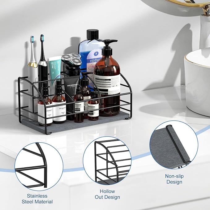 Luxspire 5 Slots Toothbrush Holders with Diatomaceous Earth Tray, Black - Image 4
