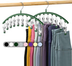 Legging Organizer for Closet, Metal Yoga Pants Hangers 2 Pack w/10 Clips Holds 20 Leggings, Space Saving Hanging Closet Organizer w/Rubber Coated Closet Organizers and Storage, Green by Volnamal
