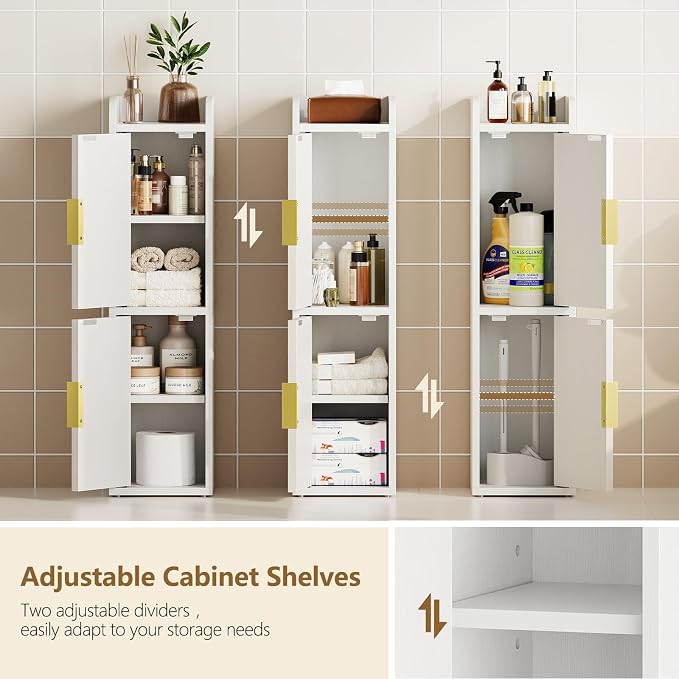 Yoobure Fluted Small Bathroom Storage Cabinet, Narrow Toilet Paper Cabinets - Image 6