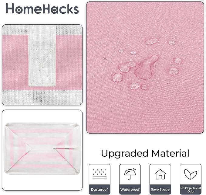HomeHacks 2 Pack Large Laundry Baskets, Laundry Hampers Bags (Pink 125Lx2) | Waterproof, Freestanding, Collapsible Clothes Hamper with Reinforced Handles in Laundry Room, Dorm, Bathroom, Bedroom - Image 5