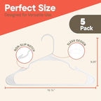 White Plastic Hangers 5 Pack– Heavy-Duty Plastic Hangers Slim and Space-Saving, Durable and Lightweight PP with Non-Slip Shoulder Notches for Slip Dresses, Suits, Jackets & Camisoles - Image 2