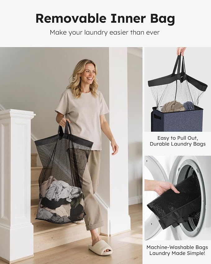 SOLEDI 90L Laundry Hamper with Lid, Large Collapsible Laundry Basket - Image 4