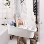 Haundry Large Cleaning Supplies Caddy with Handle, Plastic Storage Bucket Organizer for Cleaning Products, Shower Caddy Basket for Car, Dorm, Bathroom, Garden, Kitchen -White - Image 3
