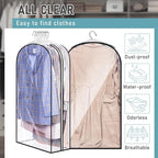 MISSLO 10" Gusseted All Clear Garment Bags for Hanging Clothes 40"+60" Suit Bags for Closet Storage Dresses Protectors for Shirts, Coats, Gowns, 3 Packs - Image 5