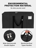 HOMESURE Supports 200lbs Heavy Duty Moving Bags - Strong Zipper & Wrap-Around Handles - Water-Resistant Storage Totes, Durable Alternative to Moving Boxes - 12 Pack - Black - Image 7