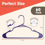Purple Plastic Hangers 60 Pack– Heavy-Duty Plastic Hangers Slim and Space-Saving, Durable and Lightweight with Non-Slip Shoulder Notches for Slip Dresses, Suits, Jackets & Camisoles - Image 2
