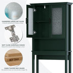Over The Toilet Storage Cabinet, Over Toilet Storage with Glass Doors and Adjustable Shelf, Thicken Frame Above The Toilet Storage Cabinet Behind The Toilet Bathroom Organizer, Forest Green - Image 6