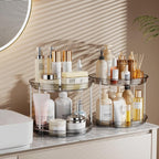 LAMU 2 Pack 2 Tier Lazy Susan Turntable Organizer 9.25'' Rotating Spice Rack Organization for Cabinet, Kitchen, Pantry, Countertop, Bathroom, Vanity, Medicine Cabinet Organizer, Grey - Image 6
