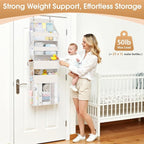 WISELIFE 5-Tier Over the Door Organizer for Nursery Hanging, Beige - Image 3