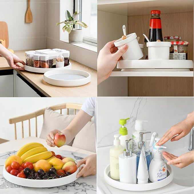 Lazy Susan Turntable Organizer 4 Pack - 10" Rotating Spice Rack Trays - Image 8