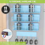4 Pack Magnetic Shelves for Washing Machine, Heavy-Duty Magnetic Laundry Organizer with Hooks, Washing Machine Shelf for Refrigerator, Metal Storage Baskets, Closet & Laundry Room Organization (Blue) - Image 5