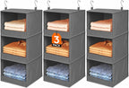 Lifewit RV Storage and Organization, Hanging Closet Shelves | 3 Shelf Front Anti-Slip Closet Organizers and Storage with 2 Sturdy Hooks, Vertical, Foldable, for Camper, Beige, 1 Pack by Lifewit