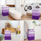 HomeHacks 2 Pack Laundry Baskets, Laundry Hampers Bags (Purple 88Lx2) | Waterproof, Freestanding, Collapsible Clothes Hamper with Reinforced Handles in Laundry Room, Dorm, Bathroom, Bedroom - Image 6