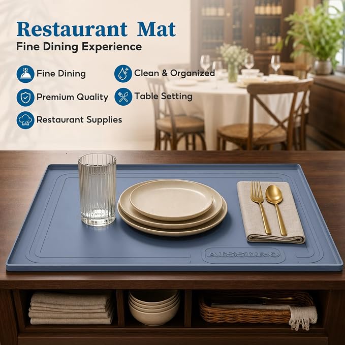 Waterproof Under Sink Mat 34"x22", Silicone Mat, Dark Blue - Image 8