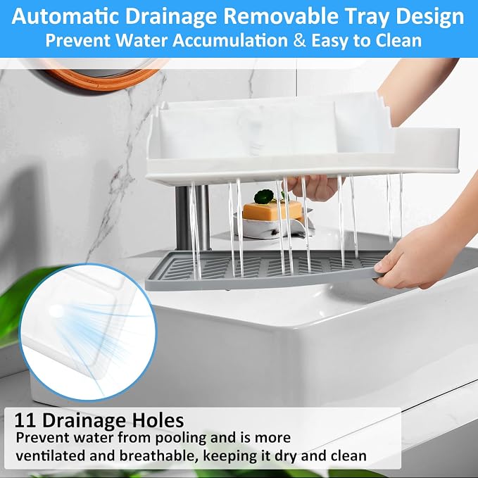 Bathroom Counter Organizer, Large White Silicone Toothbrush Holders for Bathrooms with 3PCS Qtip Holder, Bathroom Organizer Countertop Toothbrush and Toothpaste Holder for Makeup Organizer for Vanity - Image 6