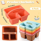 6 Pack Plastic Classroom Organizer Caddy with Handle, Boho - Image 2