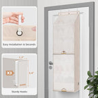 STORAGE MANIAC Over the Door Shoe Organizer with Curtain Dustproof Heavy-Duty Large Deep Pocket Hanging Shoe Organizer for Closet Dorm & Narrow Door Storage Shoe Holder Shoe Rack, 7-Shelf Beige 1 Pack - Image 3