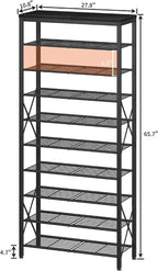 10-Tier Shoe Rack Organizer, Large Shoe Shelf with Metal Shelves, X Frames, Adjustable Shelves, Holds 40 Pairs, Black - Image 3