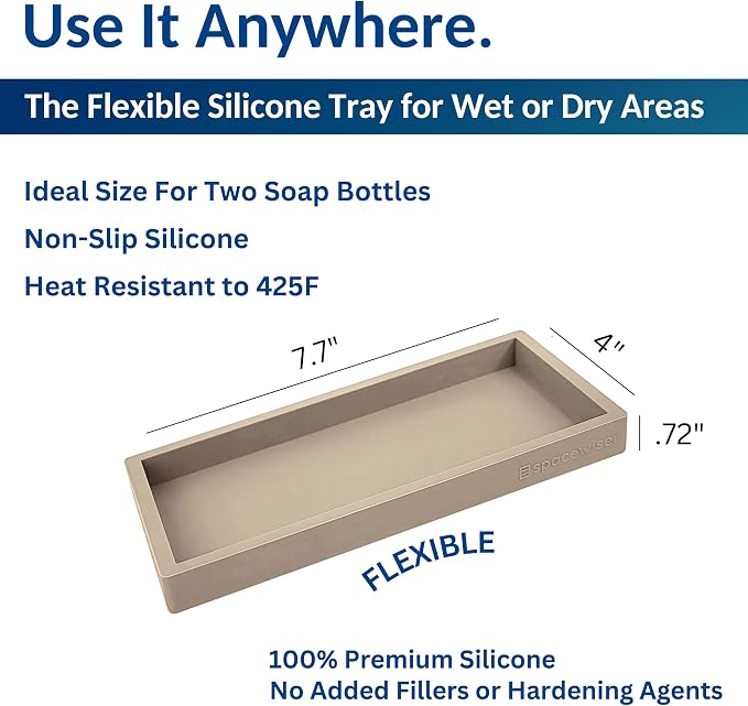 Spacewiser Countertop & Vanity Silicone Tray - Small 7.7" Kitchen Soap Tray - Image 3