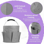 2Pcs 17L Foldable Cleaning Caddy Tote with Handle for Camping, Dark Gray - Image 8