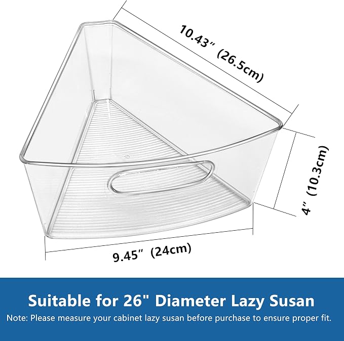 JOWBOOW Lazy Susan Organizer Bins for 26"-27" Diameter Corner Cabinet Lazy Susan, 6 Pack, Clear Plastic Cabinet and Pantry Storage Bin, 1/8 Wedge-Food Safe, BPA Free - Image 3