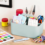 Multiuse Caddy Organizer with Handle, Portable Divided Plastic Tote Bin - Art Craft, Stationary Pen Marker Crayons, Makeup Hair Supplies Storage - Bathroom, Classroom, Dorm, Office, Desk Holder - Mint - Image 4