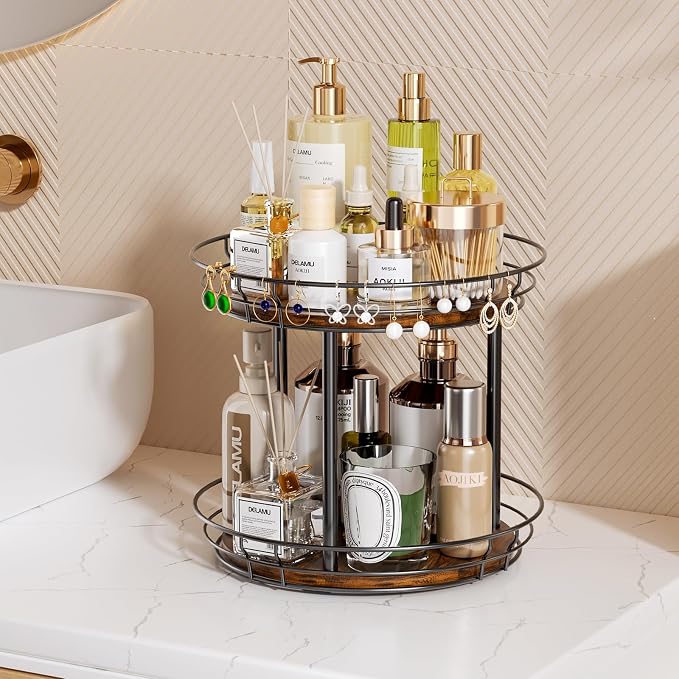 LAMU 2 Tier Lazy Susan Turntable Rotating Spice Rack Organizer for Cabinet - Image 6