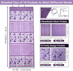 16 Pockets Over Door Hanging Storage Organizer with 4 Kinds Pouches for Shoes,Sock,Hat,Underwear,Handbag,Cosmetics,Toiletry,Behind Door Hanging Shelf Space-saving for Bathroom,Bedroom,Entrance,Purple - Image 3