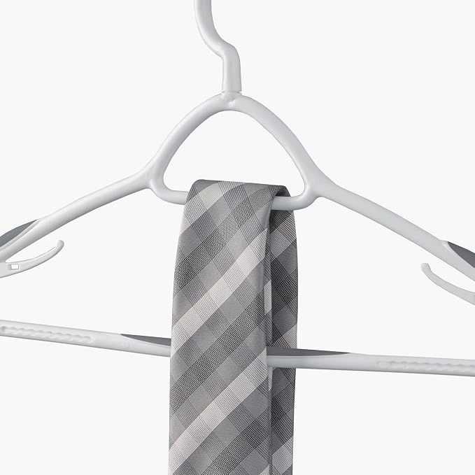 Set of 5 Deluxe Non Slip Hangers by Neatfreak! - Space Saving Hangers for Clothes, Pants, Jackets and Shirt 5 Pack,White/Grey - Image 6