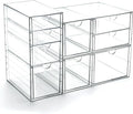 Prsildan Acrylic Drawer Makeup Organizer with 9 Drawers, Set of 3 Office Desk Organizers Accessories, Clear Stackable Storage Drawers for Vanity, Countertop, Craft, Jewelry, Art Supply Organization by Prsildan